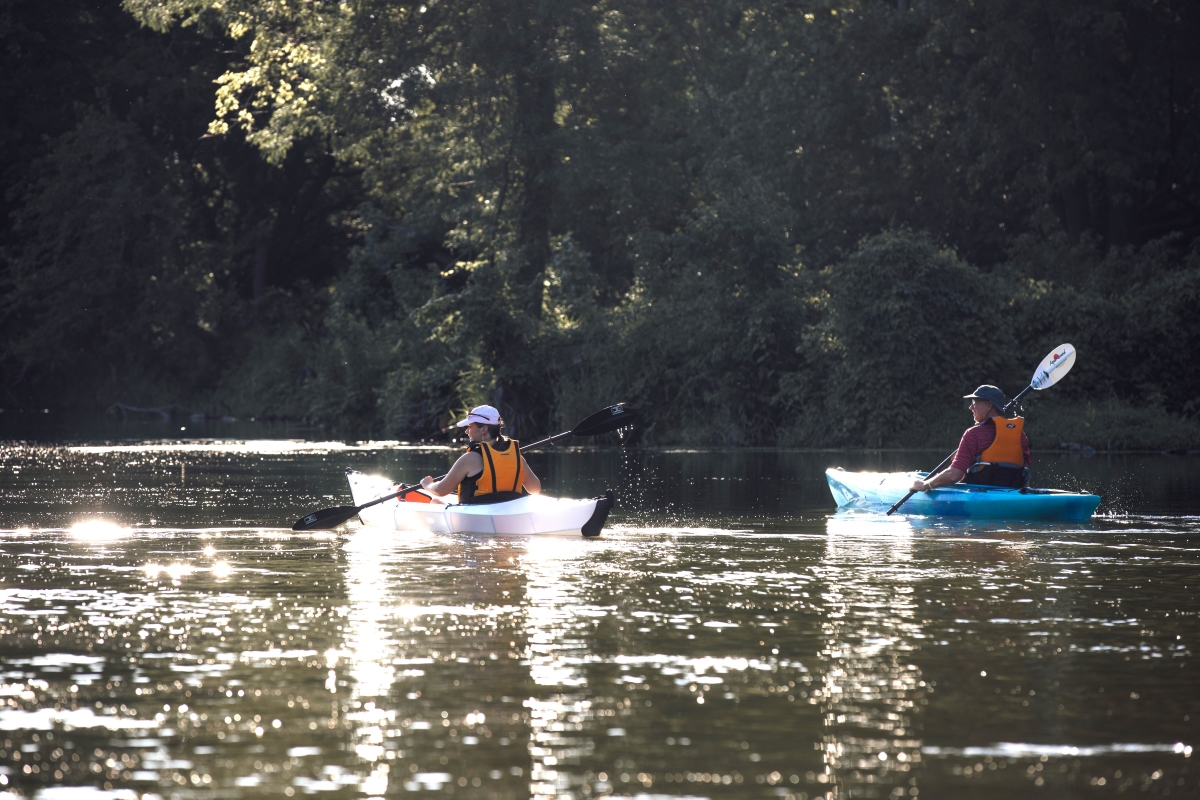 People kayaking on Cedar River