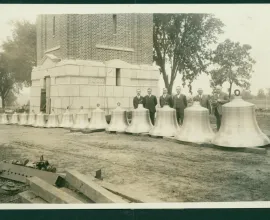 1926 photo of senior leadership with Campanile bells